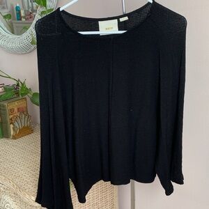 Maeve Midnight Black Draped Blouse